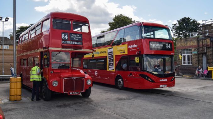 Metroline’s well-known AEC Routemaster and one of the operator’s new fleet of BYD-ADL Enviro400 EV double-deckers were both used on route 84, the full length of which runs between St Albans and New Barnet via Potters Bar