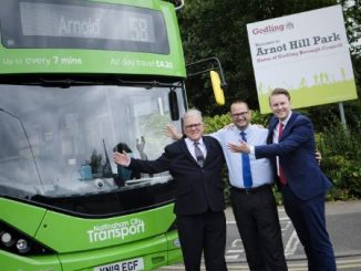 Left to right: Cllr John Clarke, Leader of Gedling Borough Council; Anthony Carver-Smith, NCT Marketing Manager; Cllr Michael Payne, Deputy Leader of Gedling Borough Council