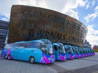 A row of Edwards’ Mercedes-Benz Tourismo coaches