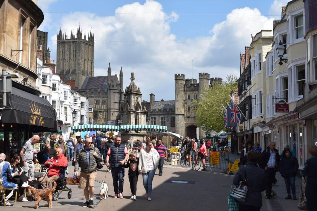 Market Place in Wells is a bustling place to shop, eat and linger. Alan Payling