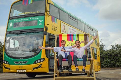 Yellow Buses MD David Squire with James Dixon-Box, founder of dbox events