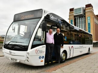 (L-R) Graham Wylie, Chair of the World Transplant Games NewcastleGateshead 2019, with Mark Ellis, Development Manager at Go North East