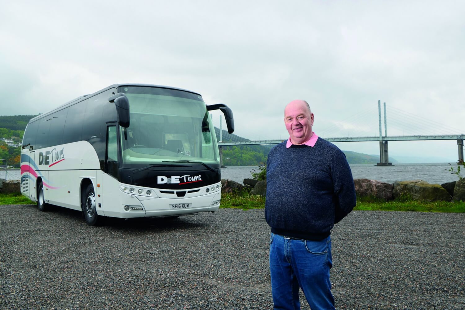 Donald Matheson with D&E Tours bus.