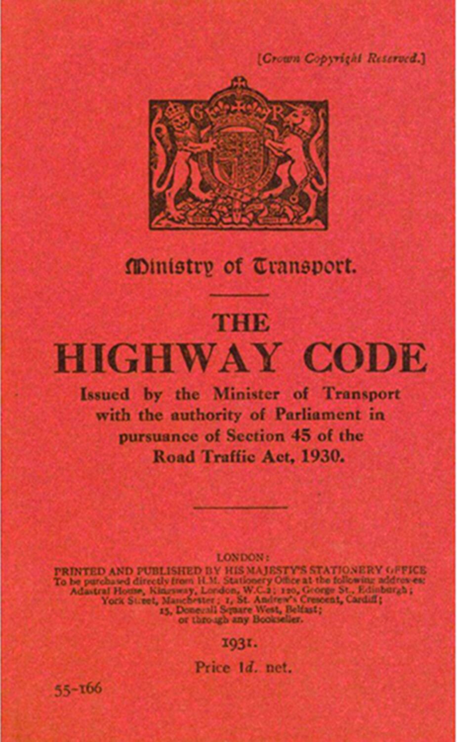 Highway Code first edition CREDIT – DfT copy