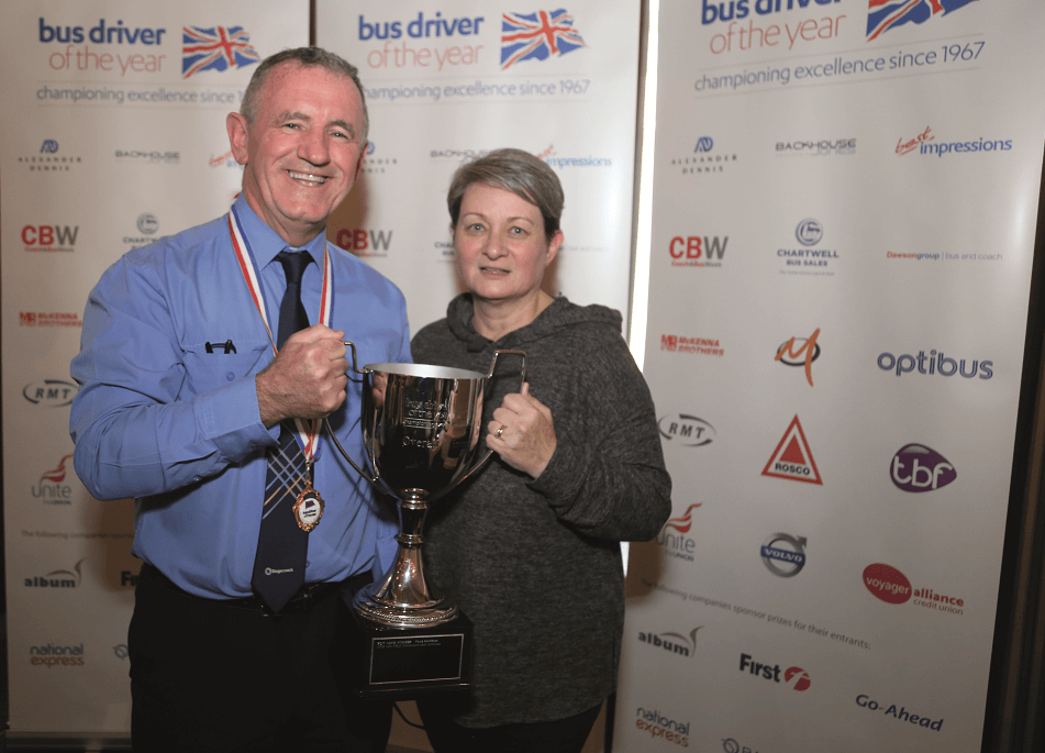 2. Overall winner of the UK Bus Driver of the Year National Final 2022 Michael Evans of Stagecoach South Wales, with his wife Michelle. BDoY