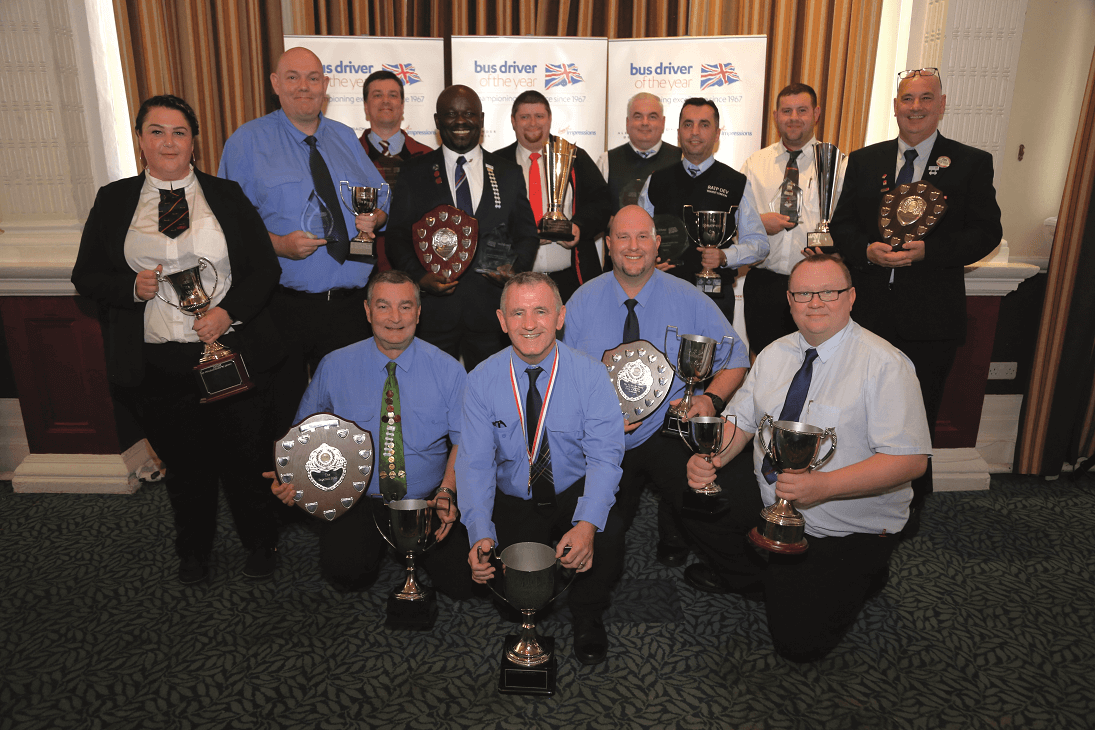 3. The best of the best! The winners of 2022’s Bus Driver of the Year competition show off their trophies. BDoY