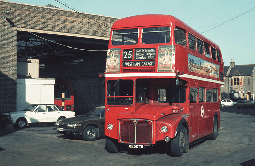 Routemaster RM 1625 at the old West Ham garage where Alan’ s driving instructor, Harry Baggalley was based. NEIL GOODRICH