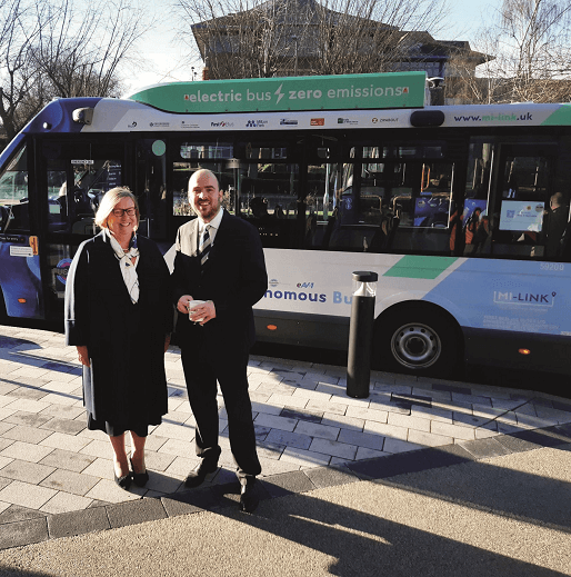 Milton Park 24 Janette Bell, First Bus MD and Richard Holden MP, Buses Minister