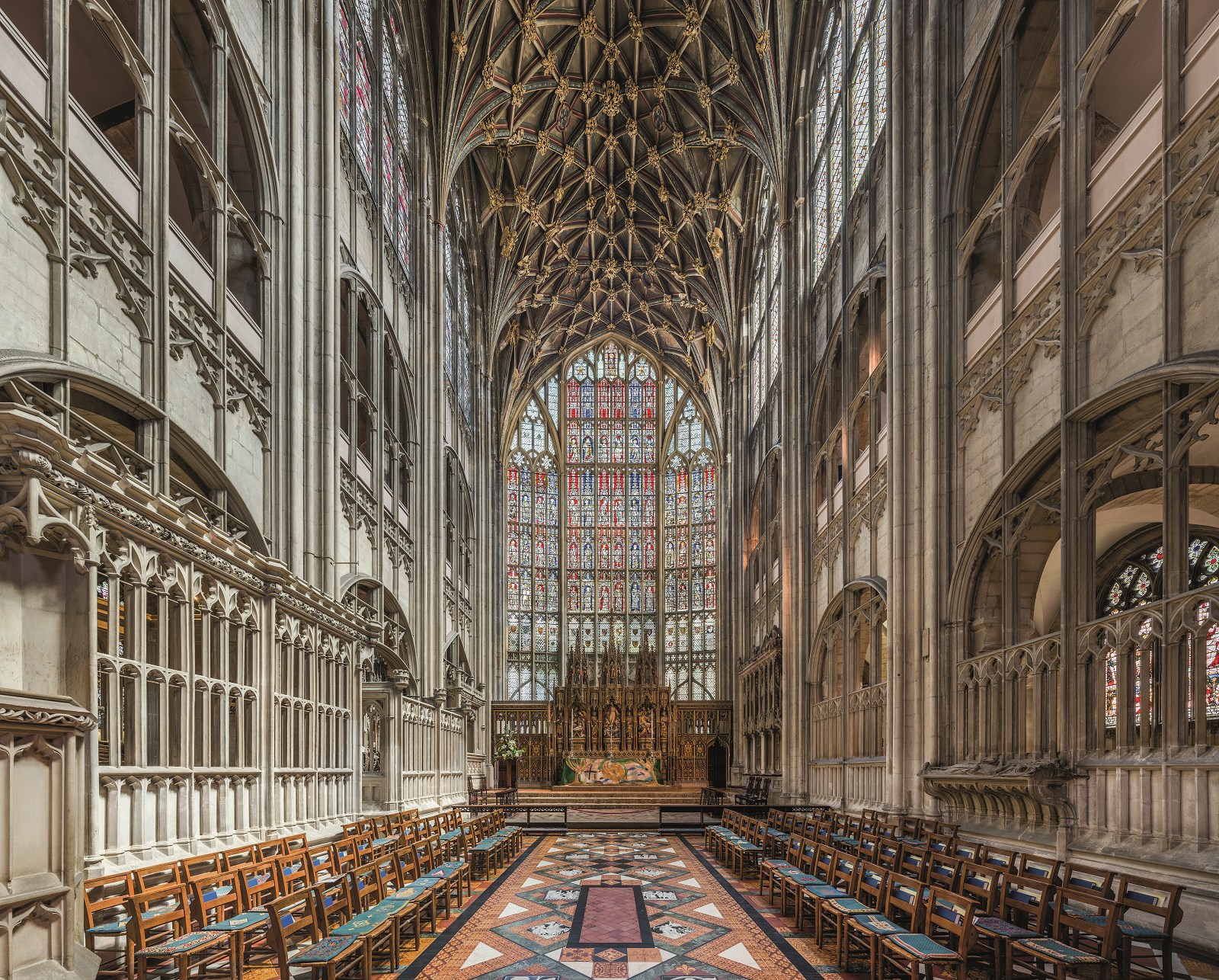 1. The awesome high altar and stained glass of Gloucester Cathedral. DAVID GILIFF CC BY-SA 3.0.